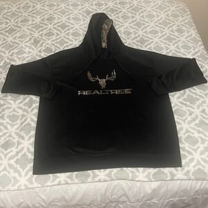 Realtree‎ Black Hunting Hoodie Camo Deer Logo Mens XL Pullover Outdoors